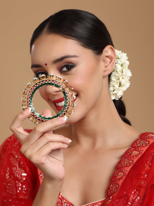 Multi Meenakari Handcrafted Heavy Bangle - Ruby Raang