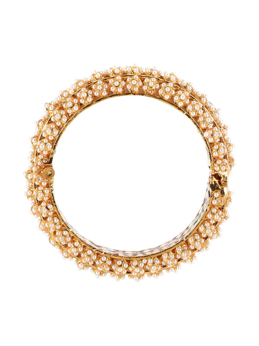 Handcrafted Pearl Heavy Bangle - Ruby Raang