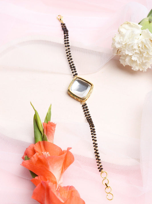 Black Kundan Mangalsutra Bracelet - Ruby Raang - Ruby Raang Studio