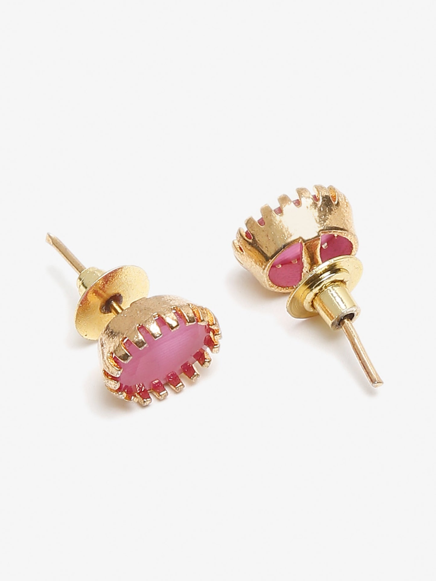 Maroon Gold-Toned Oval Studs Earrings - Ruby Raang - Swadesiicart