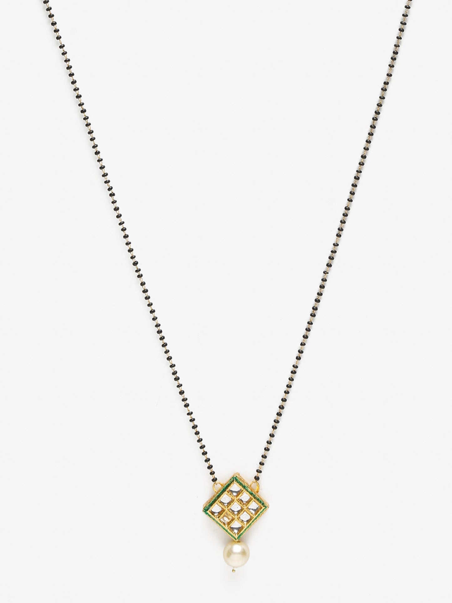 Women's Gold-Polished Black Beaded Mangalsutra - Ruby Raang | Swadesiicart