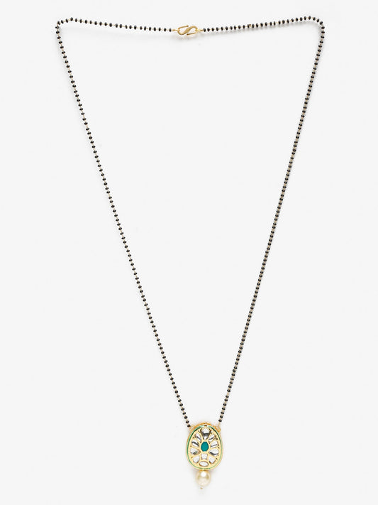 Black Gold-Polished Kundan Mangalsutra - Ruby Raang | Swadesiicart