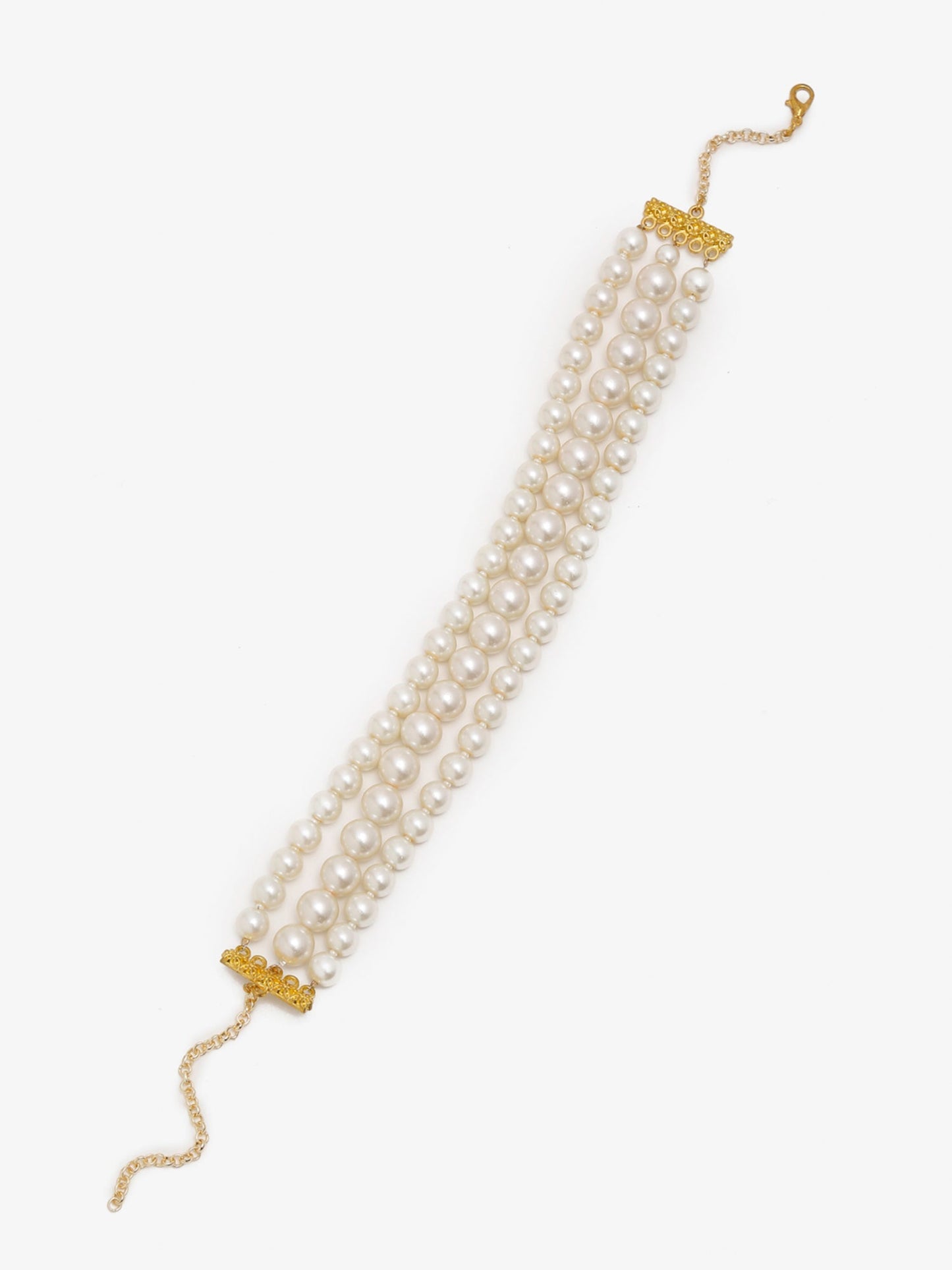 Gold-Toned White Gold-Polished Handcrafted Necklace - Ruby Raang | Swadesiicart