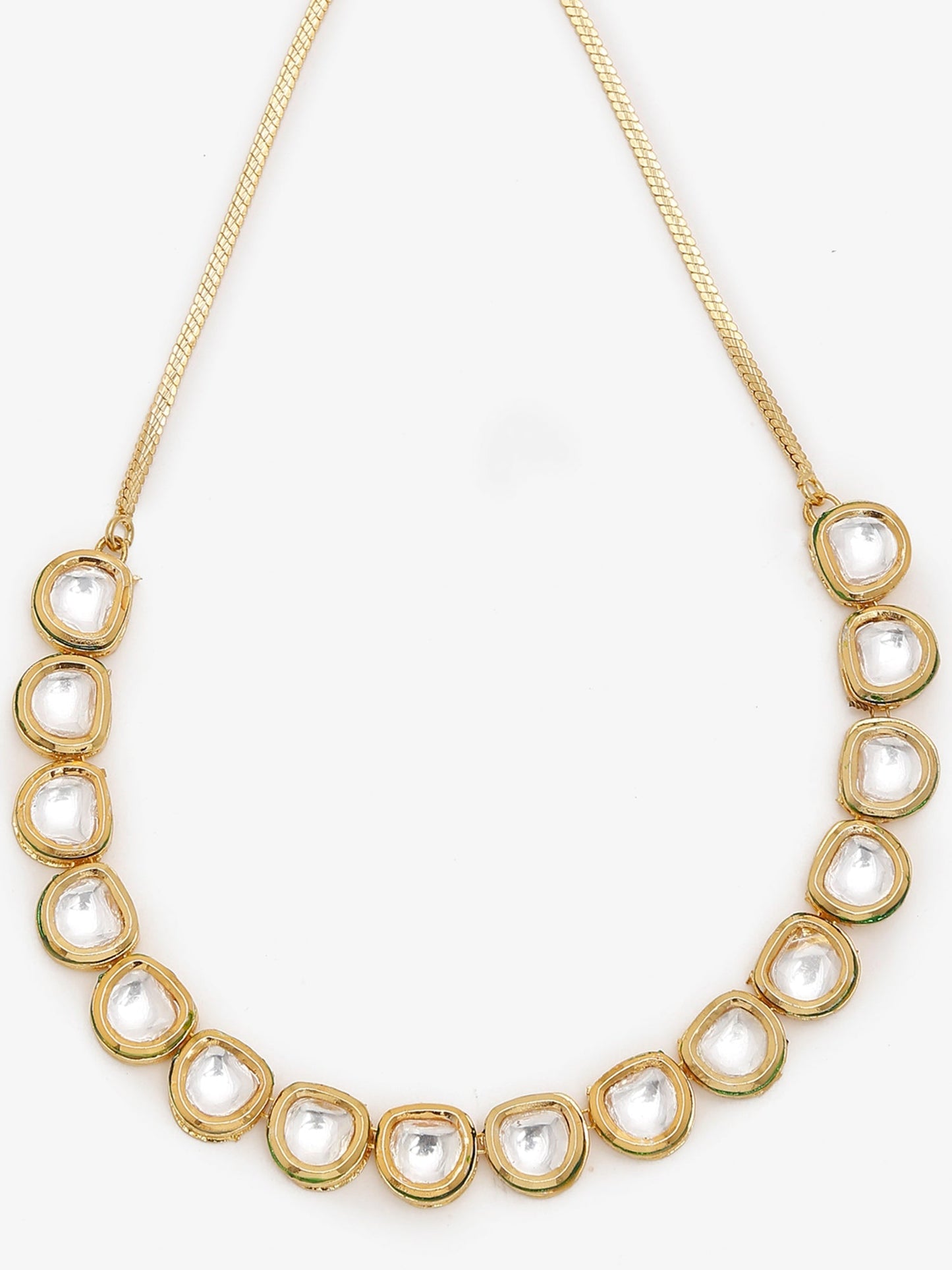 Women's Gold-Polished Kundan Choker Necklace - Ruby Raang | Swadesiicart