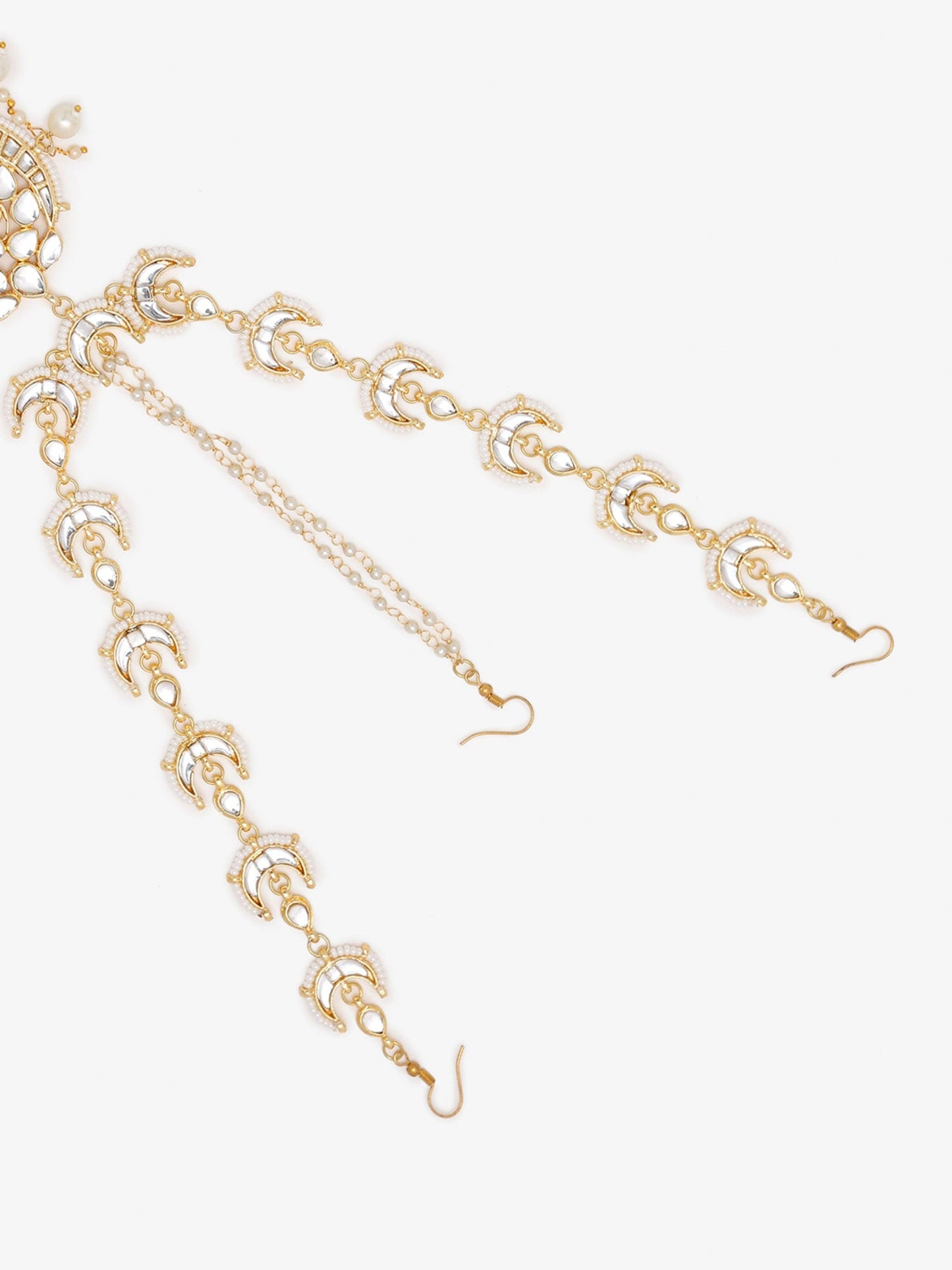 Gold-Polished White Kundan Matha Patti - Ruby Raang | Swadesiicart
