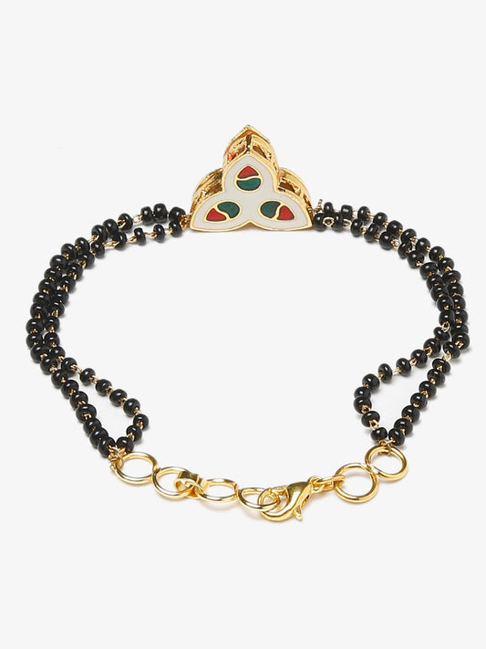 Women's Black Kundan Mangalsutra Bracelet - Ruby Raang - Swadesiicart