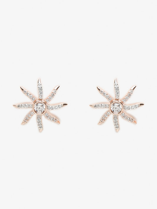 Rose Gold Contemporary Drop Earrings - Ruby Raang - Swadesiicart