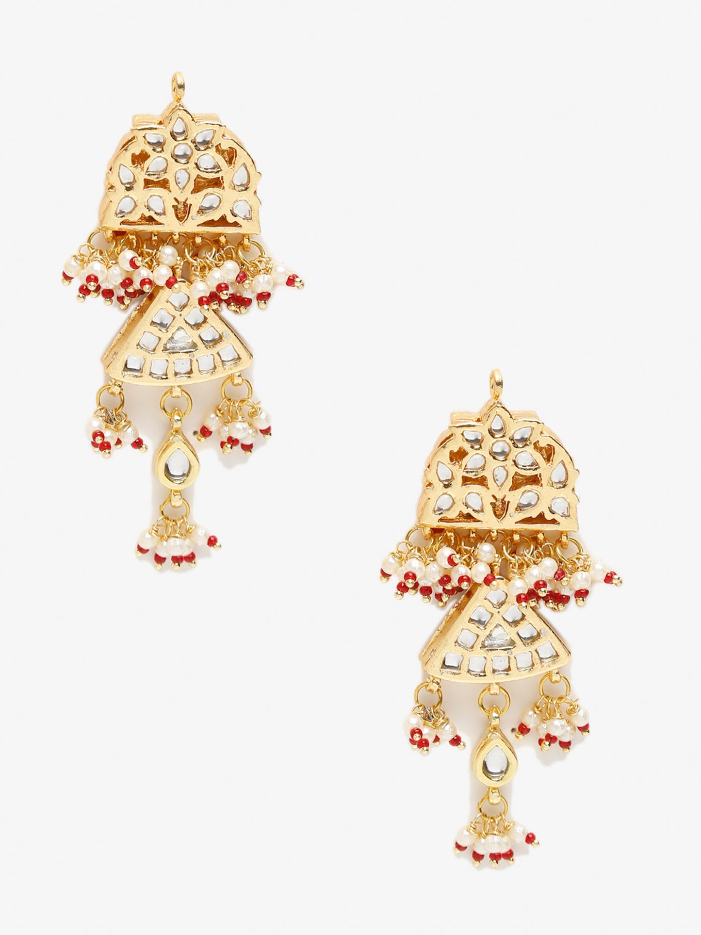 Gold-Toned Contemporary Chandbalis Earrings - Ruby Raang | Swadesiicart