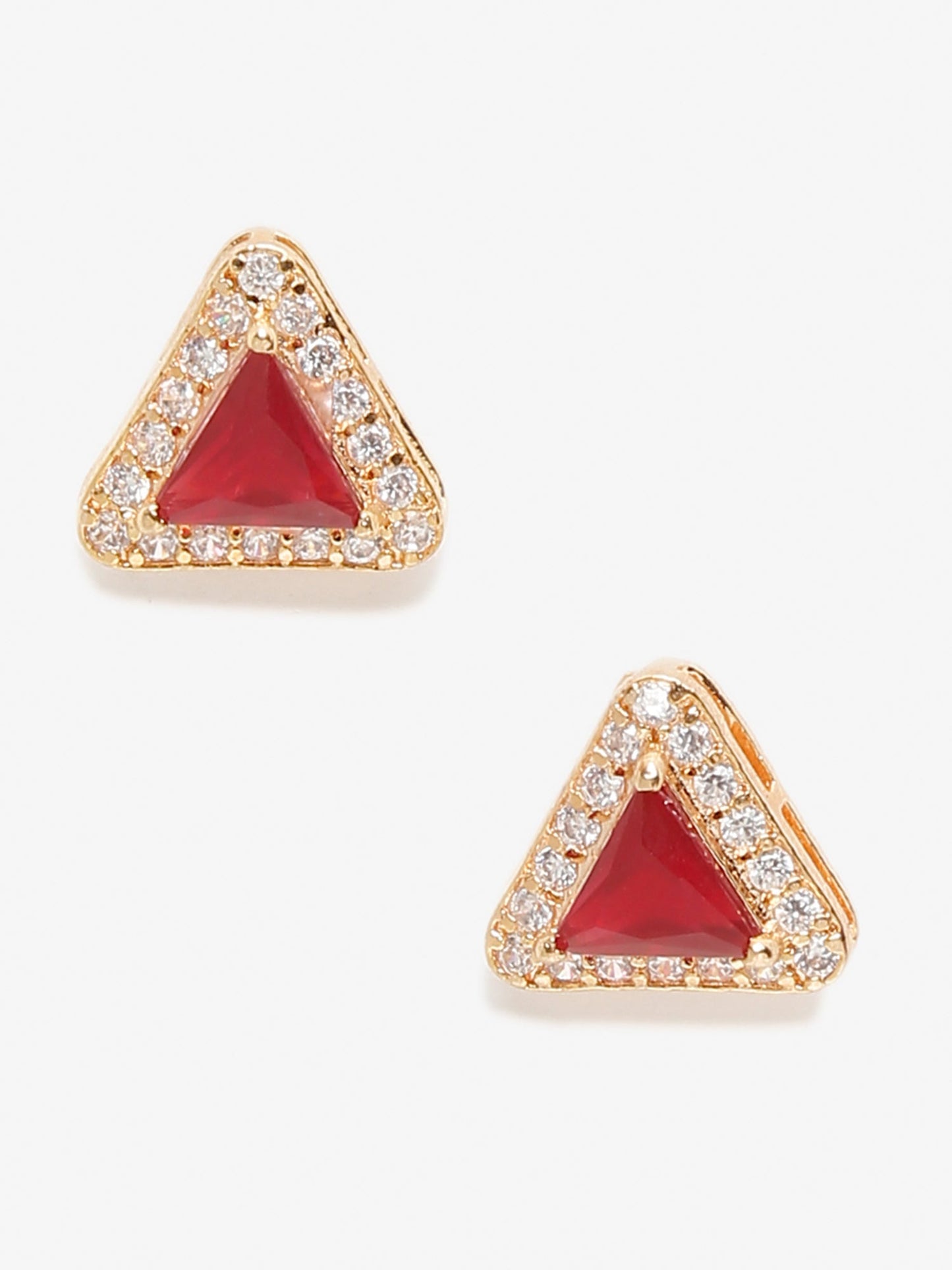 Maroon Contemporary Studs Earrings - Ruby Raang - Swadesiicart