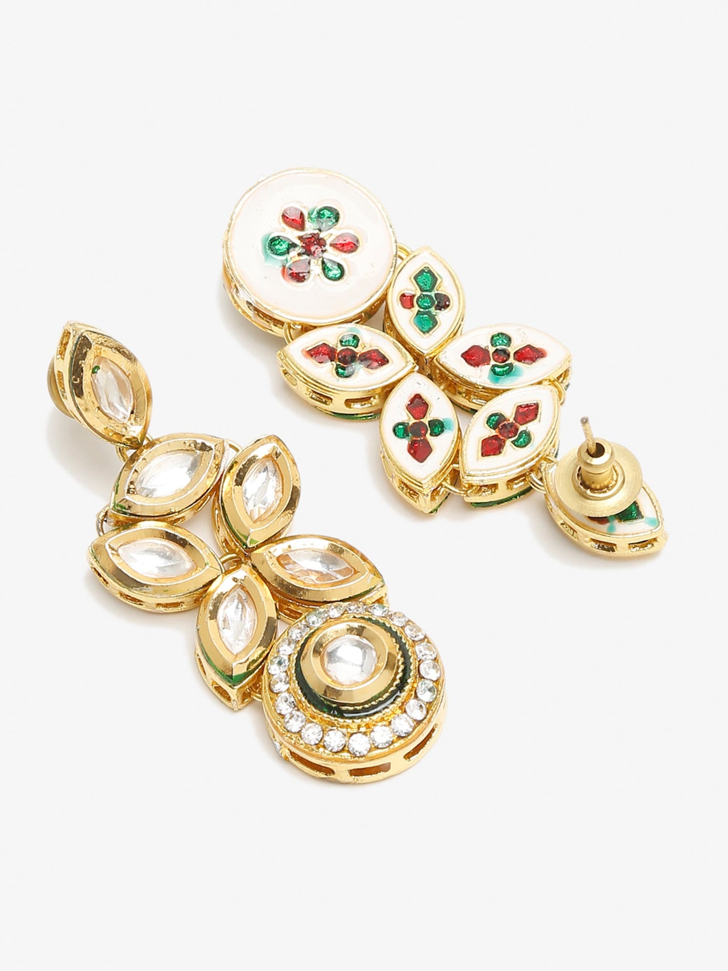 Gold-Toned Contemporary Drop Earrings - Ruby Raang - Swadesiicart