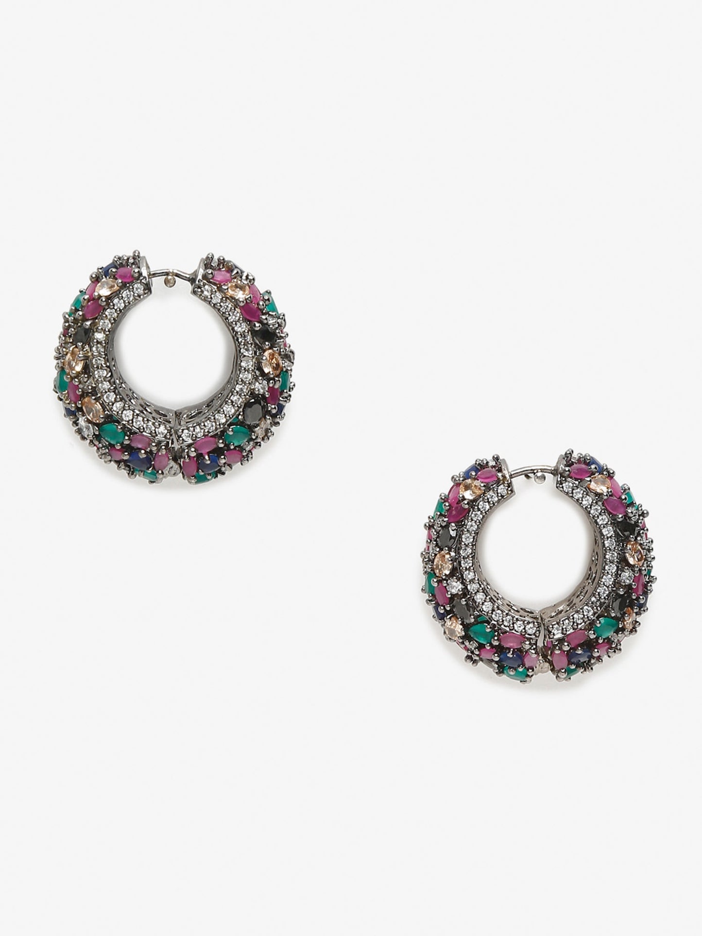 Multicoloured Contemporary Hoop Earrings - Ruby Raang - Swadesiicart