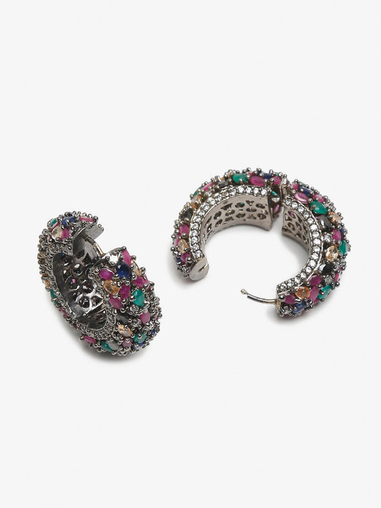Multicoloured Contemporary Hoop Earrings - Ruby Raang - Swadesiicart