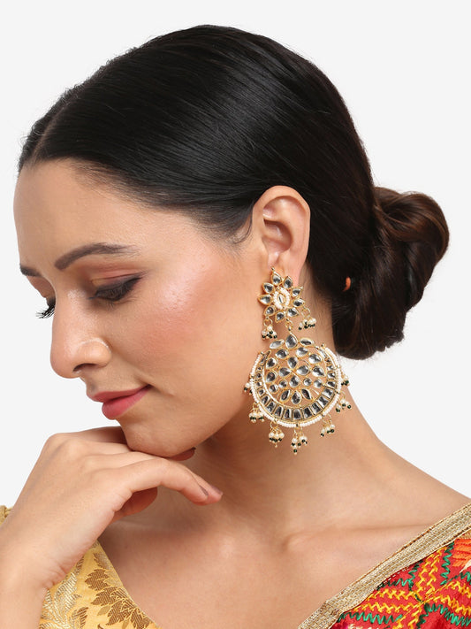 Green Contemporary Chandbalis Earrings - Ruby Raang - Ruby Raang Studio