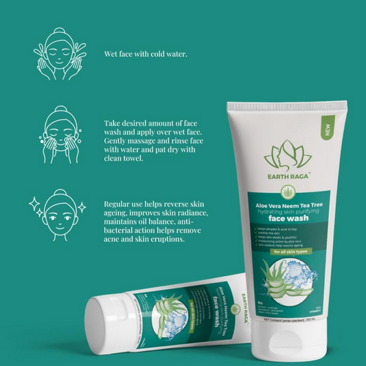 Earthraga Aloe Vera Neem Tea Tree Face Wash - Swadesiicart