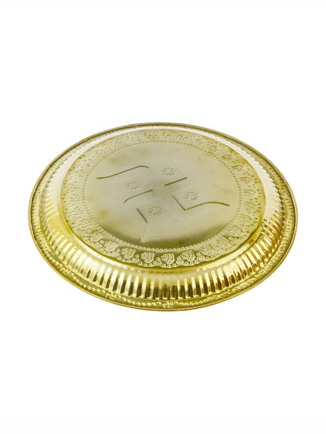 Spillbox Gold-Toned Brass Swastika Thali Pooja Essential | Swadesiicart