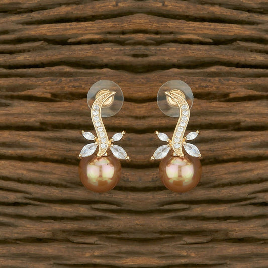 Joban Fashion Women Brass Golden White Ad Earrings - Swadesiicart