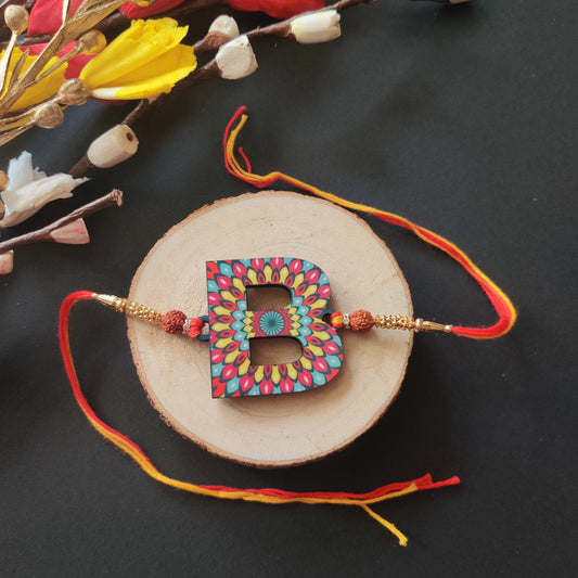 Indianvibez Alphabet B Wooden Rakhi - Kids Rakhi - Swadesiicart