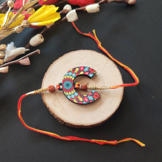 Indianvibez Alphabet C Wooden Rakhi - Kids Rakhi - Swadesiicart