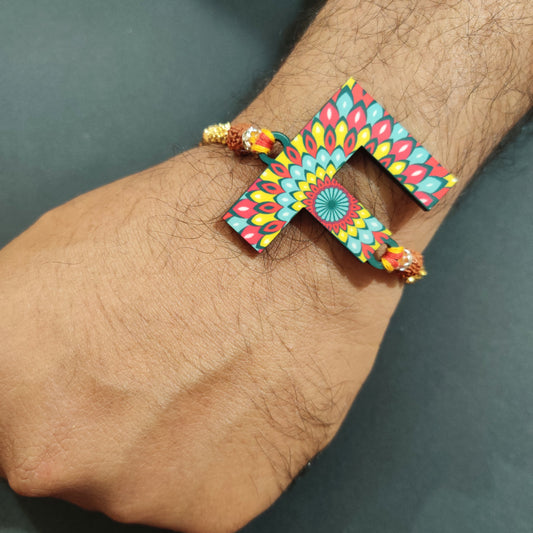 Indianvibez Alphabet F Wooden Rakhi - Kids Rakhi - Swadesiicart