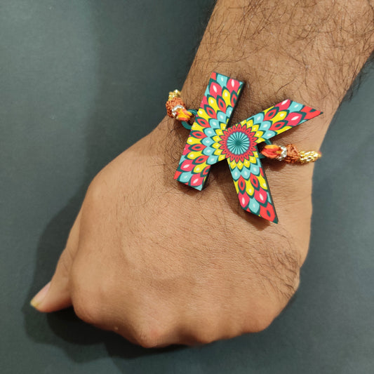 Indianvibez Alphabet K Wooden Rakhi - Kids Rakhi - Swadesiicart