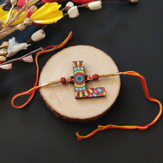 Indianvibez Alphabet L Wooden Rakhi - Kids Rakhi - Swadesiicart