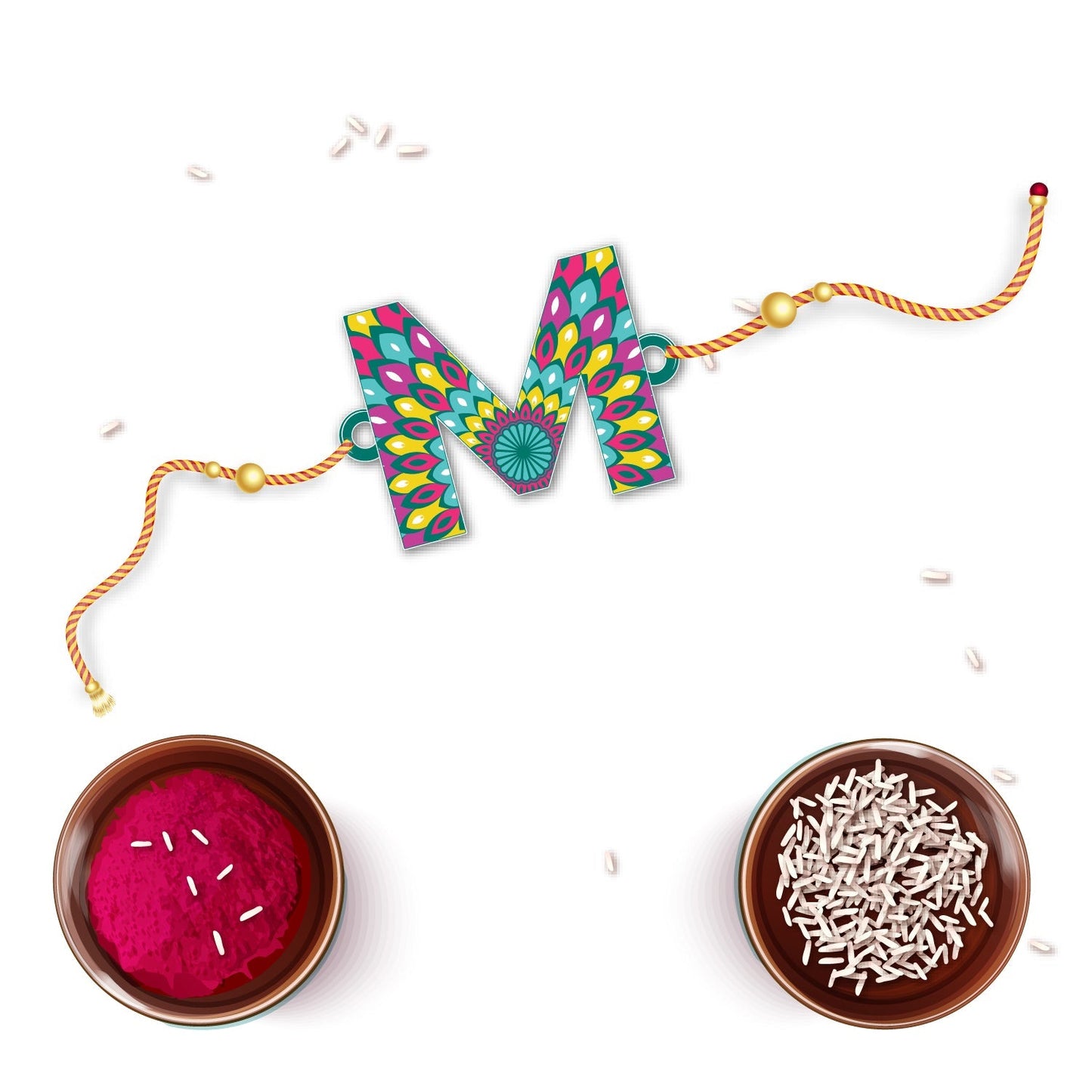 Indianvibez Alphabet M Wooden Rakhi - Kids Rakhi - Swadesiicart