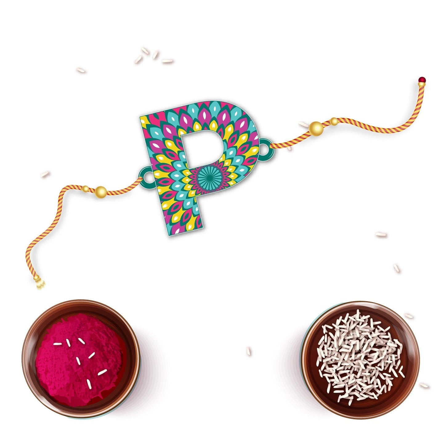 Indianvibez Alphabet P Wooden Rakhi - Kids Rakhi - Swadesiicart