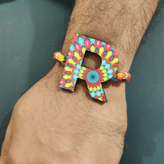 Indianvibez Alphabet R Wooden Rakhi - Kids Rakhi - Swadesiicart