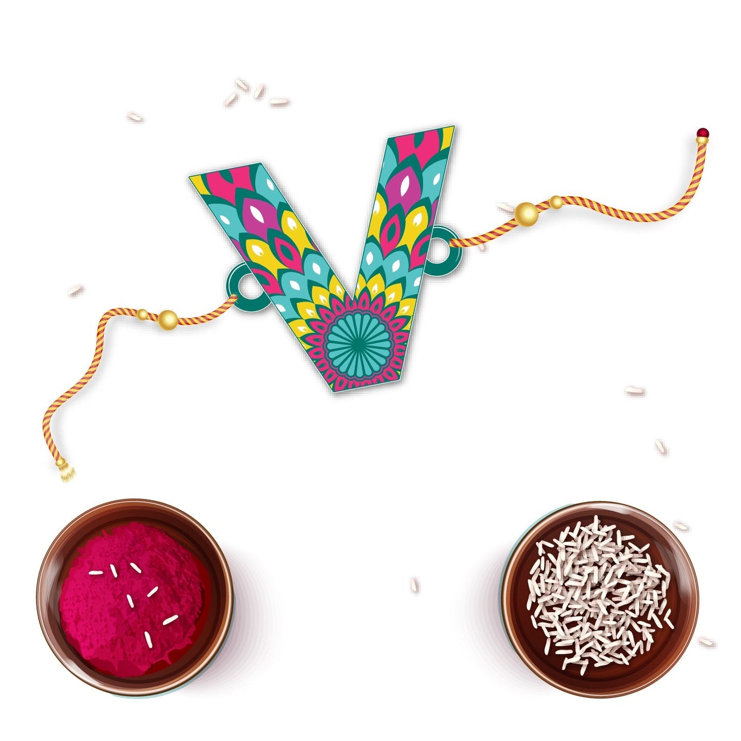 Indianvibez Alphabet V Wooden Rakhi - Kids Rakhi - Swadesiicart