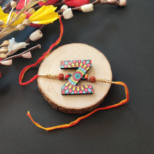 Indianvibez Alphabet Z Wooden Rakhi - Kids Rakhi - Swadesiicart