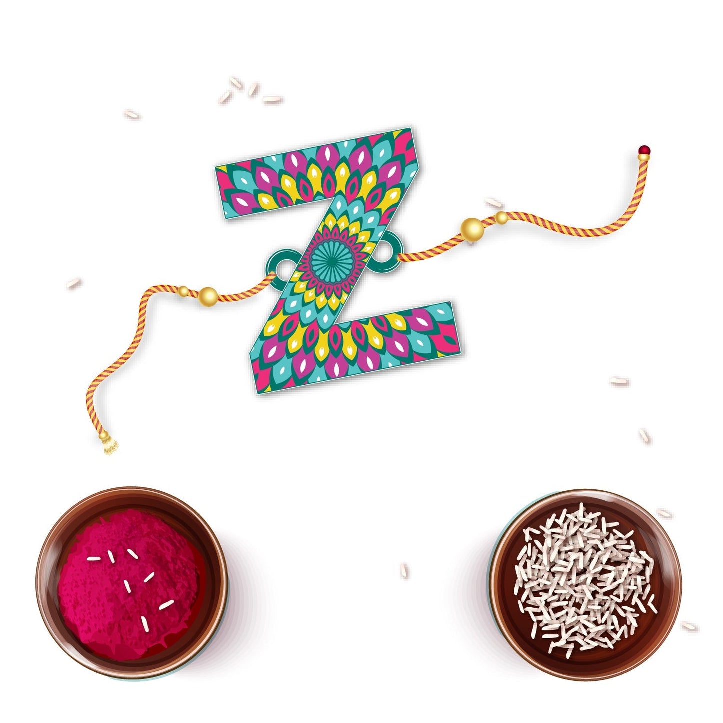 Indianvibez Alphabet Z Wooden Rakhi - Kids Rakhi - Swadesiicart