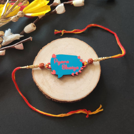 Indianvibez Pyara Bhai Wooden Rakhi with Rudraksha Thread, Rakhi for Brother - Kids Rakhi - Swadesiicart