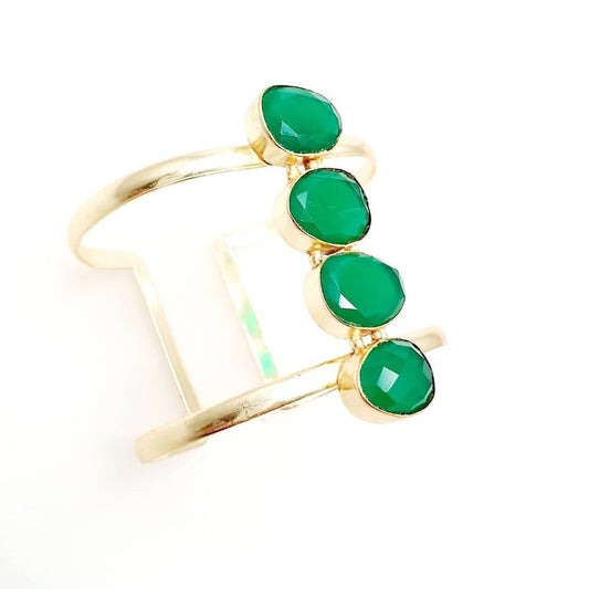 Bling Accessories Natural Stone Brass Cuff Bracelet