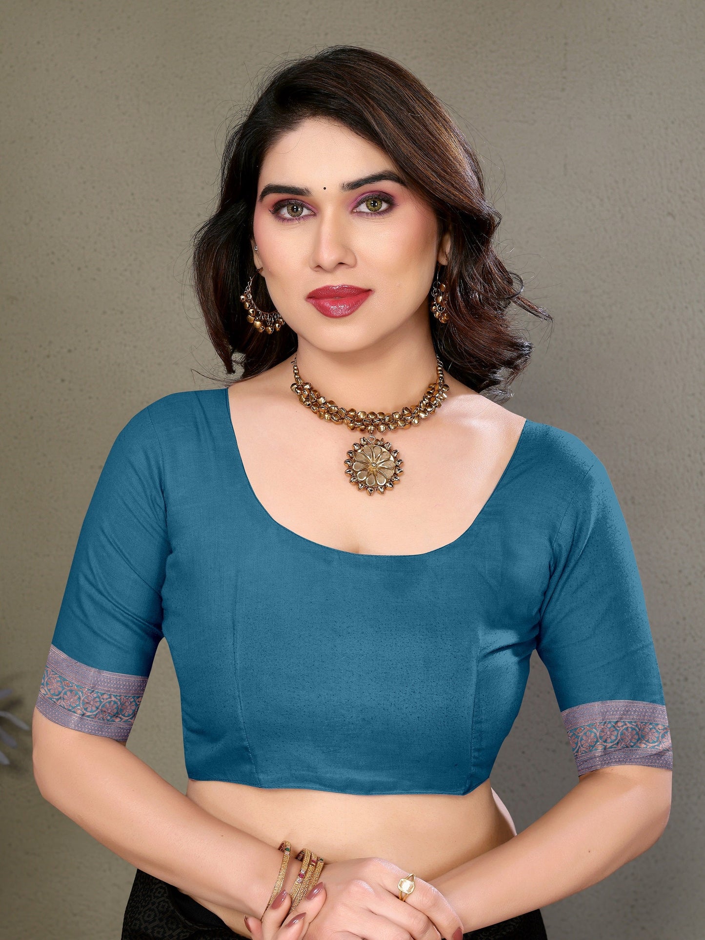 Vedant Vastram Litchi Silk Banarasi Silk Saree - Rama | Swadesiicart