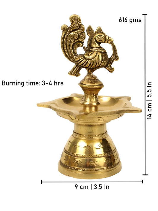 Spillbox Gold-Toned Brass Annam Five Face Diya Pooja Essential | Swadesiicart