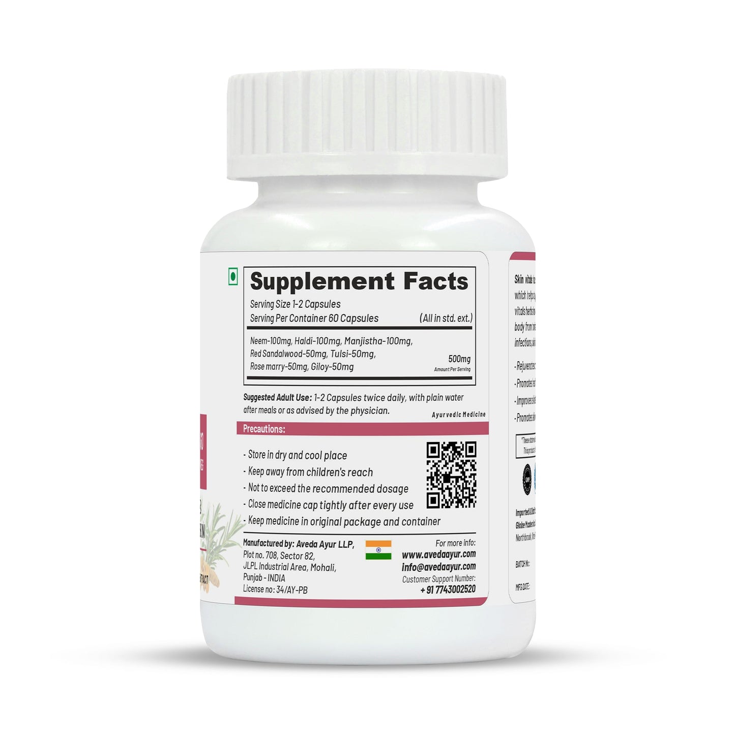 Life Aveda Premium Skin Vitals Veg Capsules - Swadesiicart