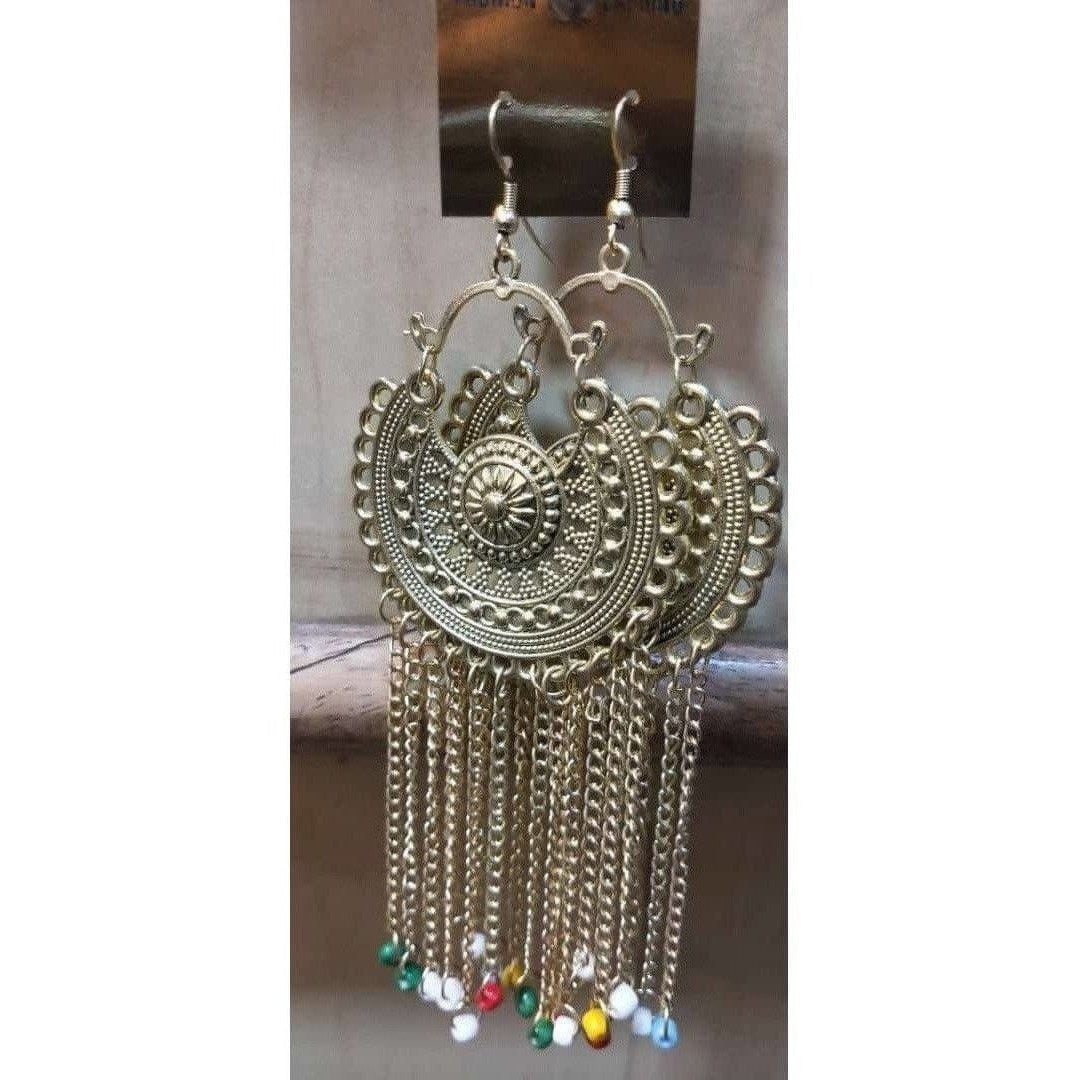 MS Fashion India Chandbali Hanging Chains Tassel Earrings | Swadesiicart