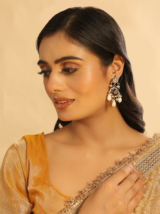 Nuyug 22K Gold Plated Ruby Grace Earrings | Swadesiicart