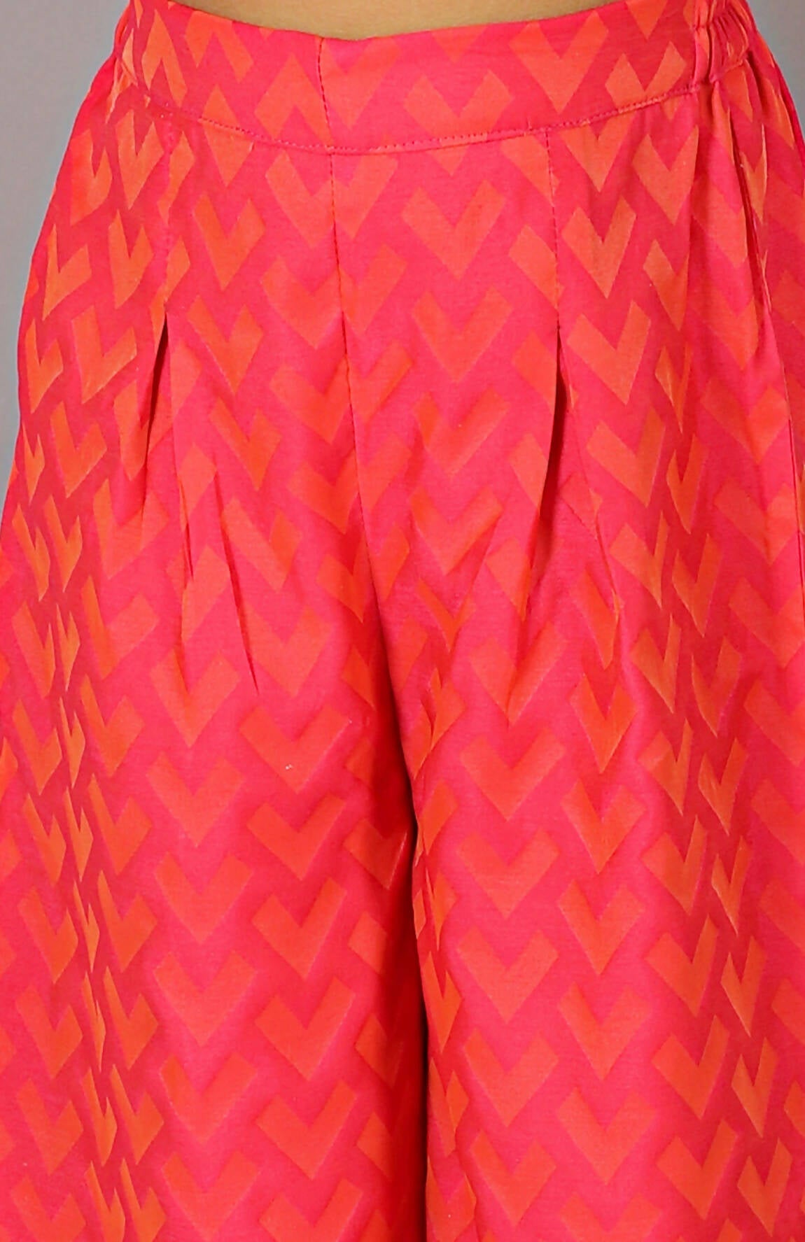 Lil Drama Folklore Girls Pink Crop Top With Pants Co-Ordinate Set - Swadesiicart