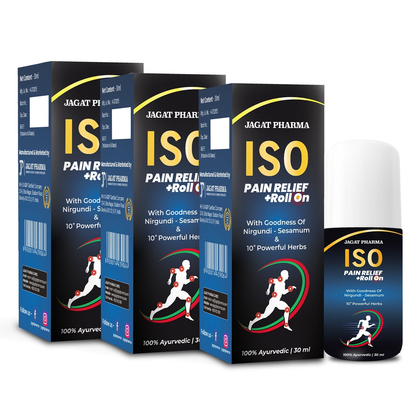 Jagat Pharma ISO Pain Relief Roll On | Swadesiicart