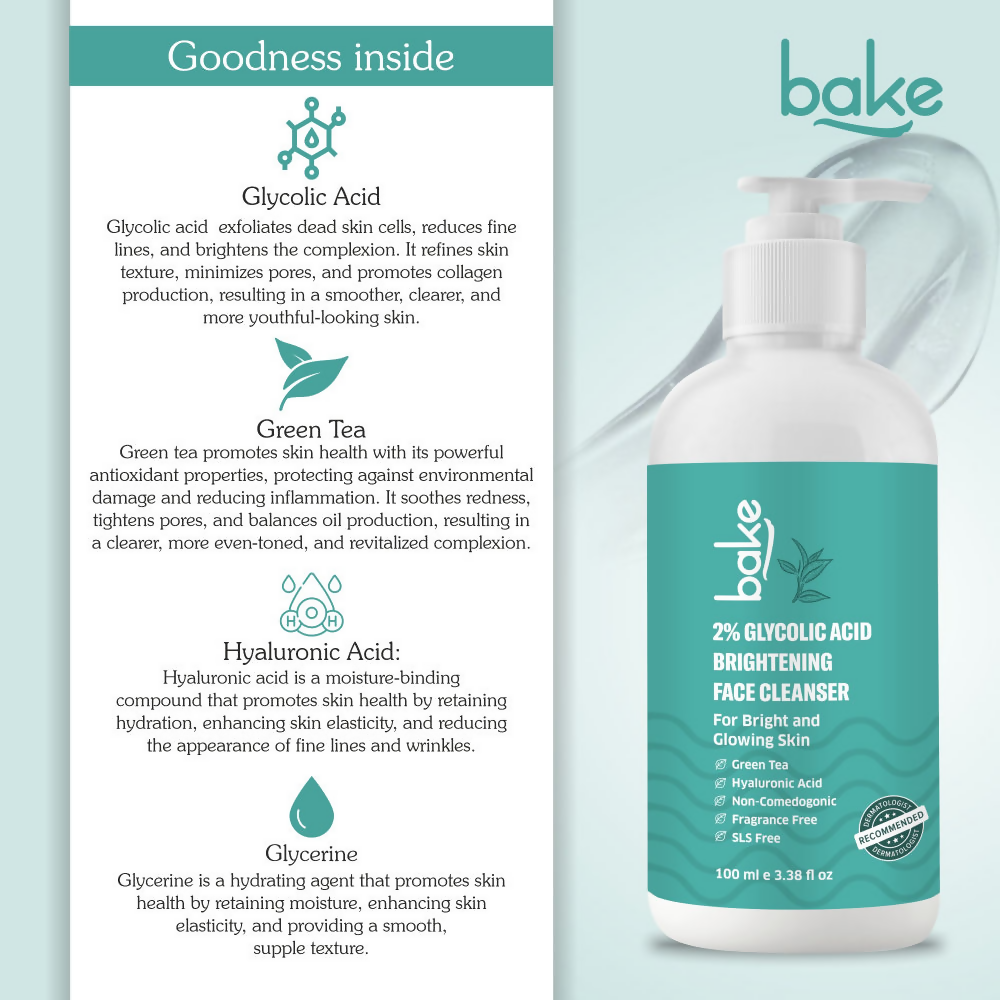 Bake 2% Glycolic Acid Exfoliating Face Wash | Swadesiicart