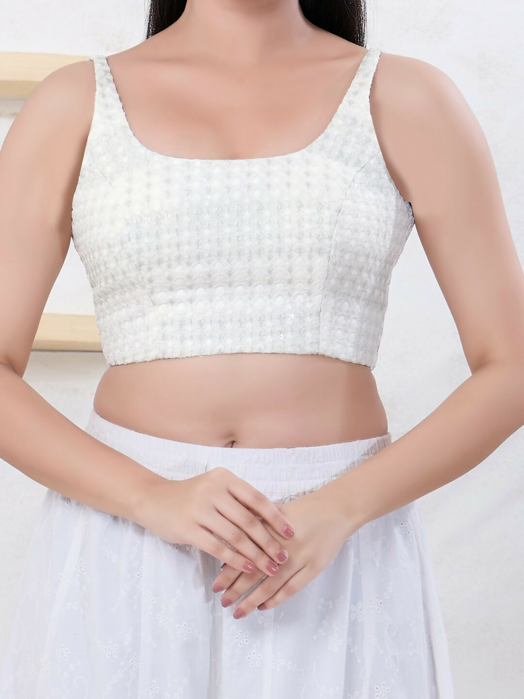 Joban Fashion Silver Shift Sleeveless Back Open Blouse - Swadesiicart