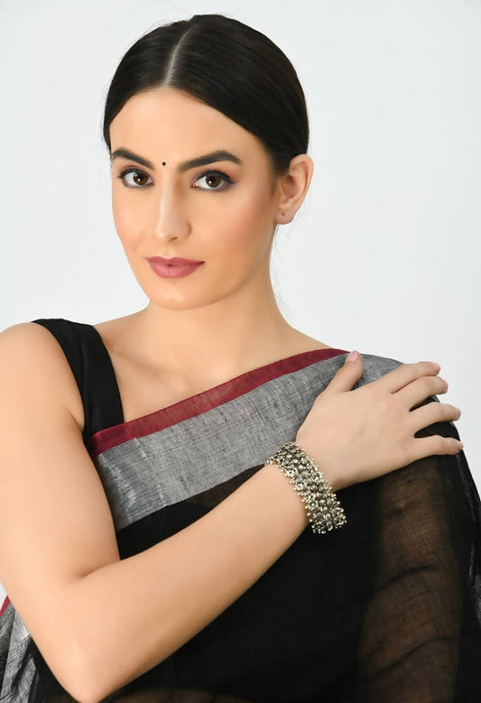 Mominos Fashion Kamal Johar Oxidised Silver-Plated Bracelet - Handcraft