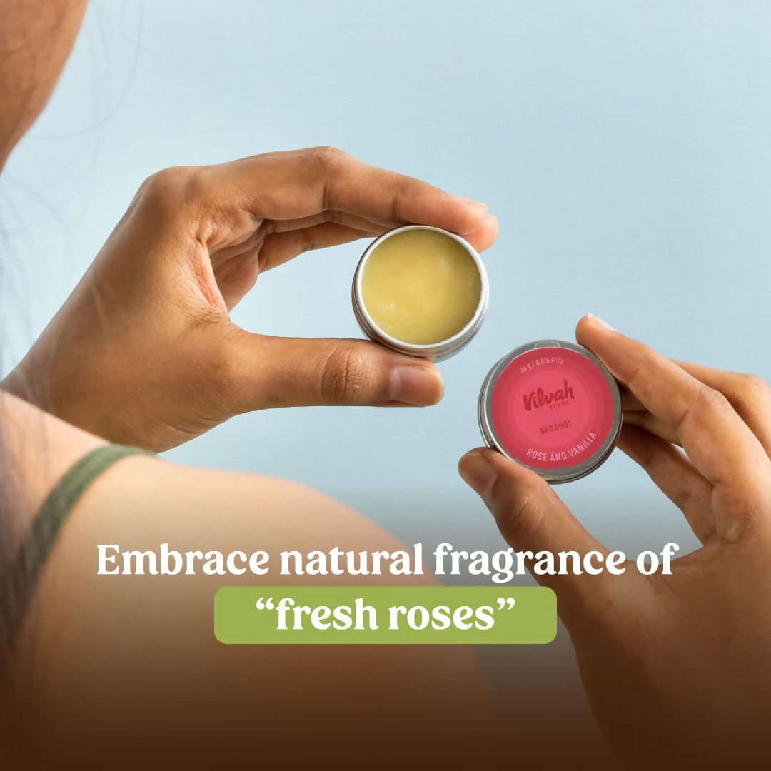 Vilvah Store Rose And Vanilla Deo Shot 24 Hour Odor-Free Underarms - Swadesiicart