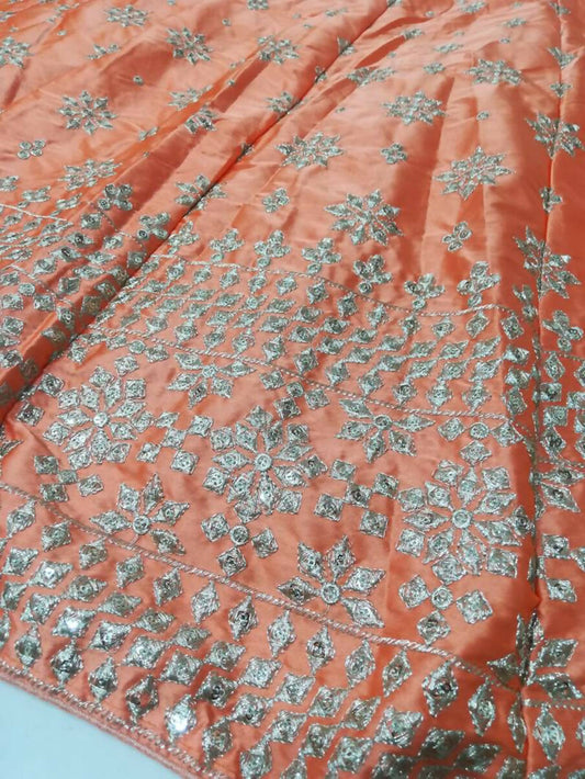 Jyoti Fashion Delightful Orange Sequins, Zari with Embroidered Devsena Silk Lehenga Choli with Dupatta | Swadesiicart