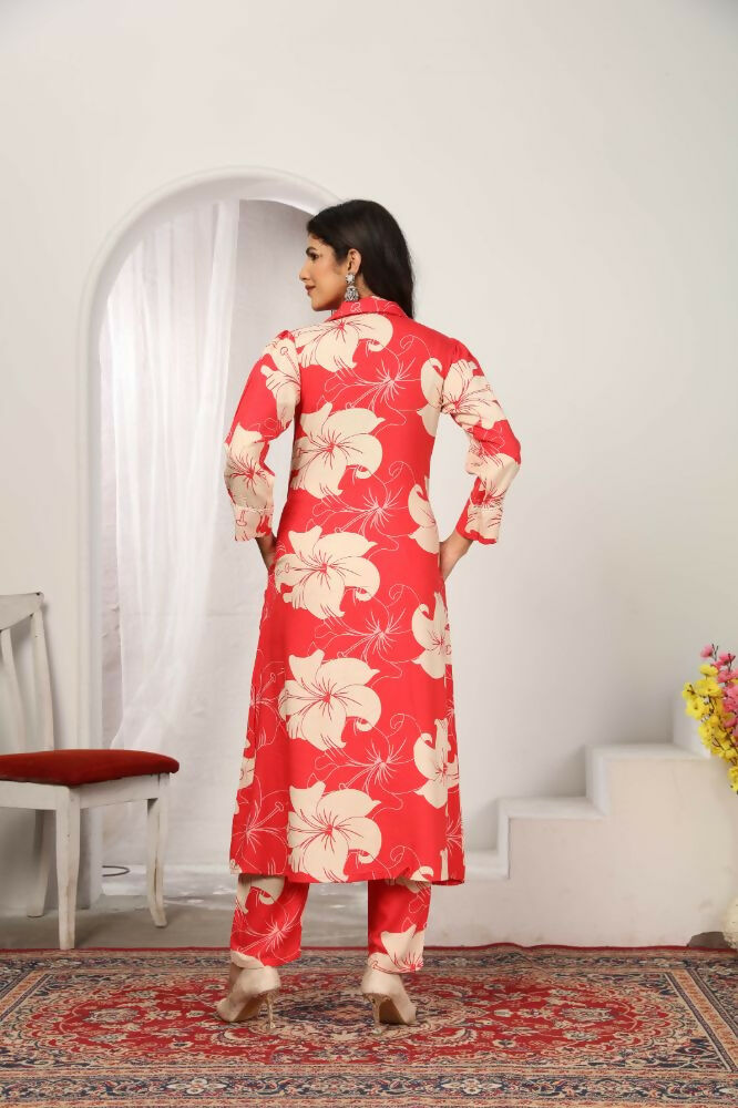 Jyoti Fashion Women's Pink Rayon Floral Print with Side Pocket Kurtis & Sets | Swadesiicart