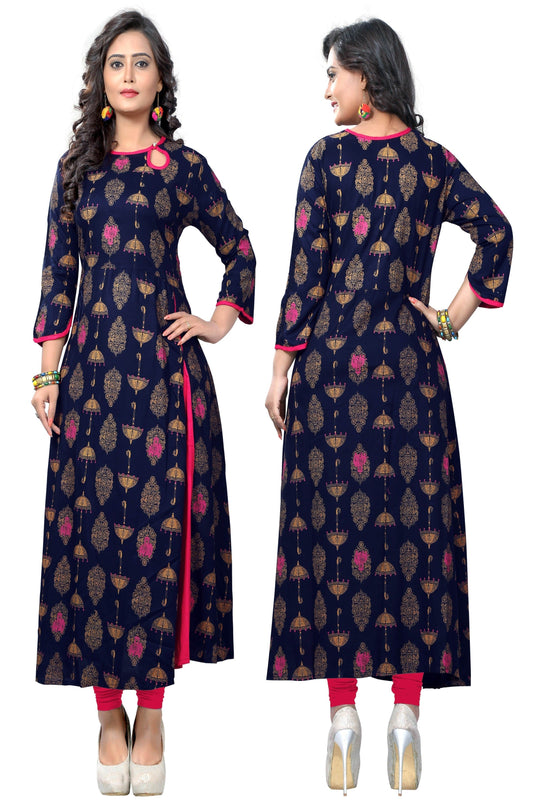 NOZ2TOZ Women Blue Rayon Kurta (1pc) - Swadesiicart