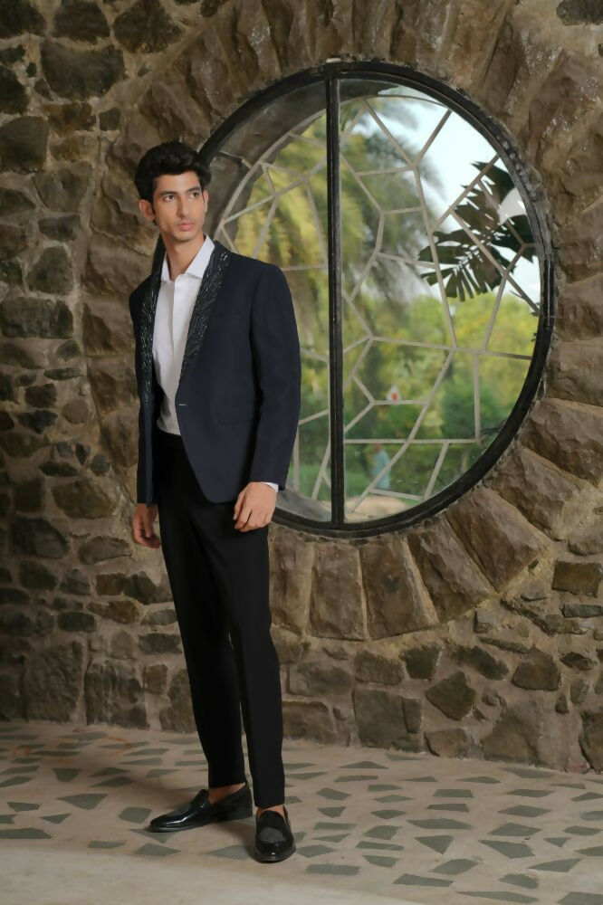 Navy Blue Tailored Co-Ord Set by Hilo Design - Swadesiicart