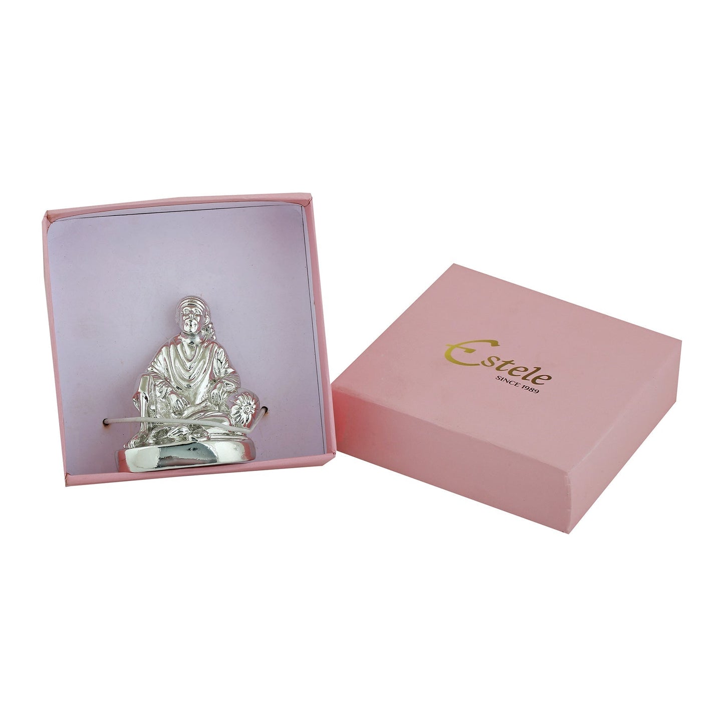Estele Rhodium Plated Sirdi Wale Sai Baba Idol for Home/Car decor - Swadesiicart