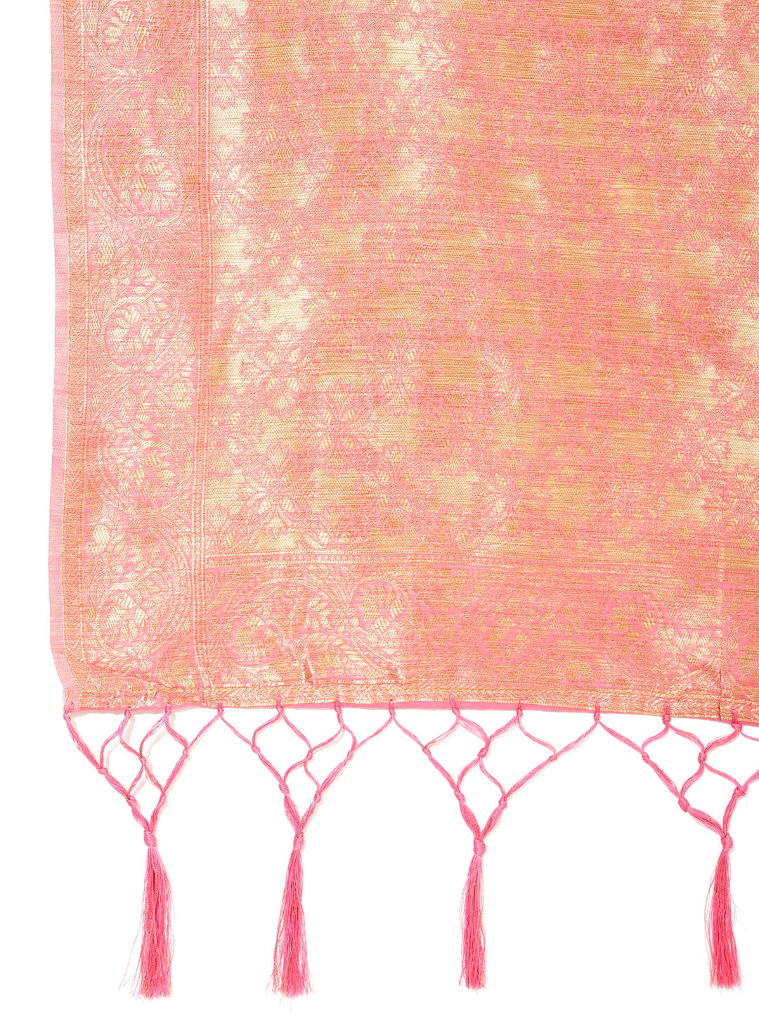 Janasya Light Pink Chanderi Silk Ethnic Motifs Woven Design Saree | Swadesiicart